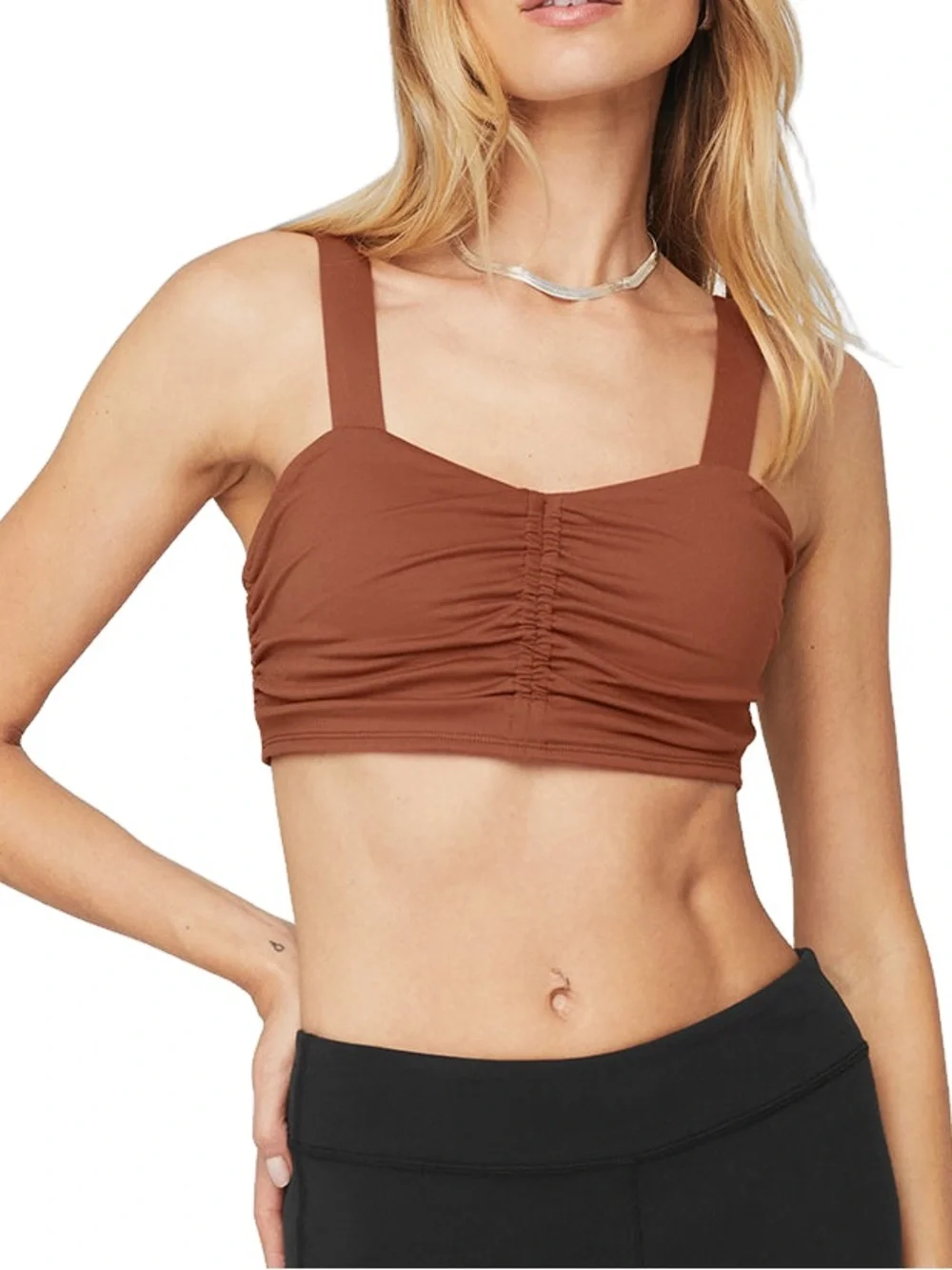 Alo Yoga Airbrush Cinch Bra rust color Size Large